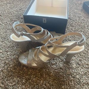 Silver Snake Print Heels